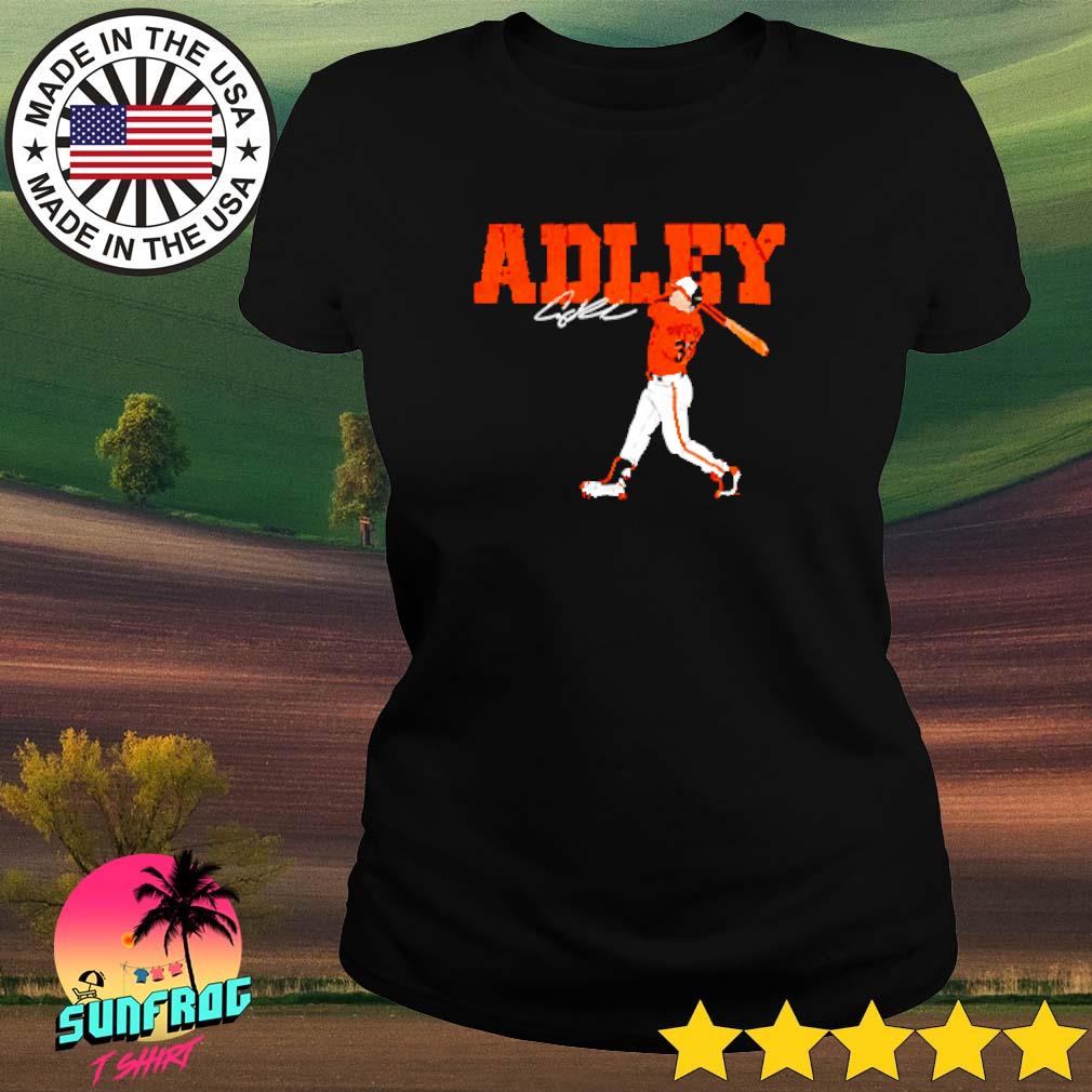 Men's Baltimore Orioles Black Adley Rutschman Swing Graphic Signature T- Shirts, hoodie, sweater, long sleeve and tank top