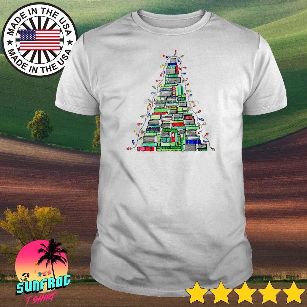 Christmas book tree shirt