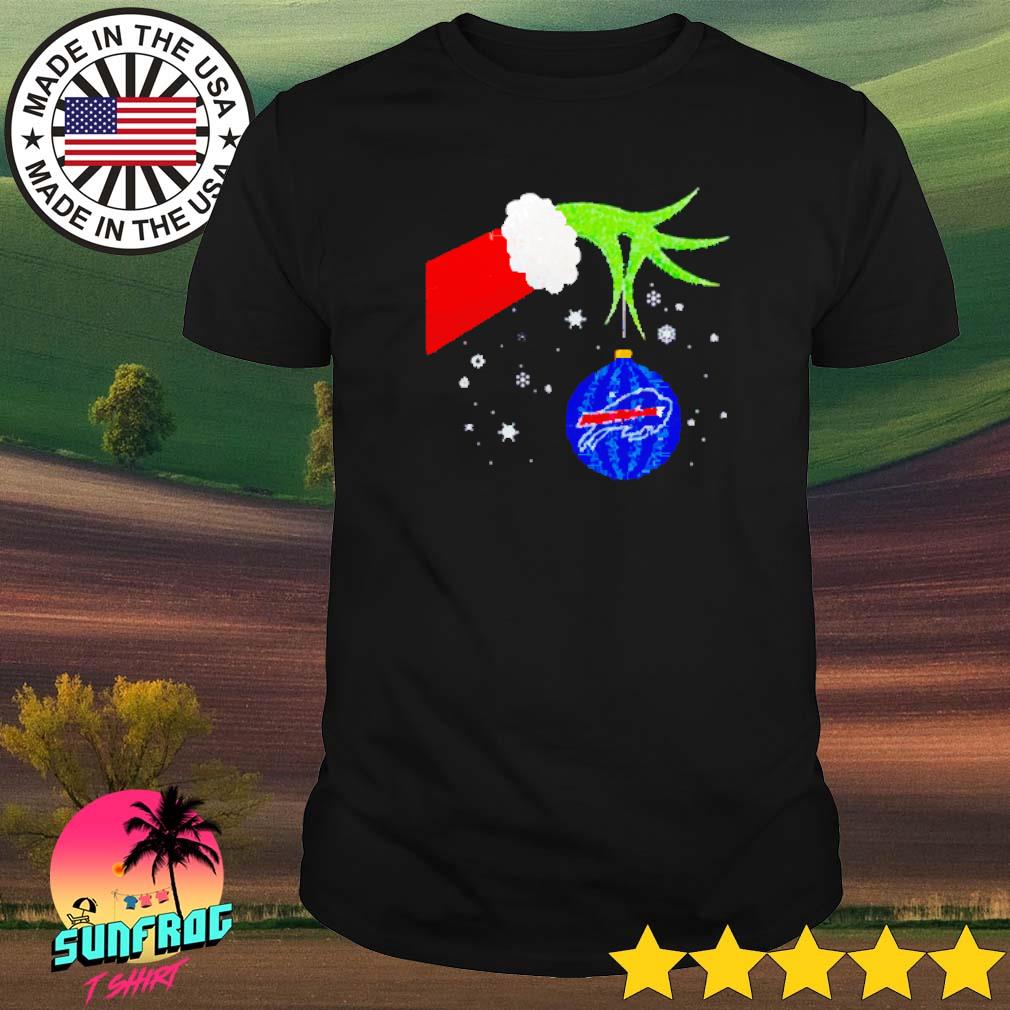 Grinch Hand Holding Buffalo Bills Christmas T-Shirt - TeeNavi