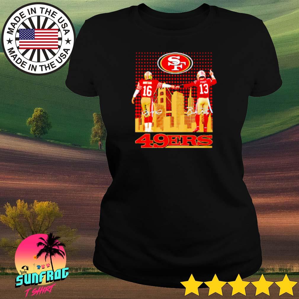 Original San Francisco 49ers City Joe Montana And Brock Purdy Signatures T- shirt,Sweater, Hoodie, And Long Sleeved, Ladies, Tank Top