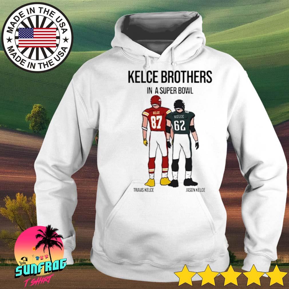 Kelce Brothers in a Super Bowl Travis Kelce Vs Jason Kelce shirt