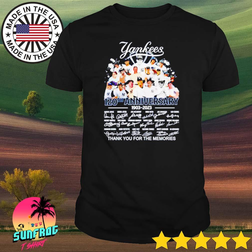 Official new York Yankees 1903-2023 Thank You For The Memories Signatures T- Shirt, hoodie, tank top, sweater and long sleeve t-shirt