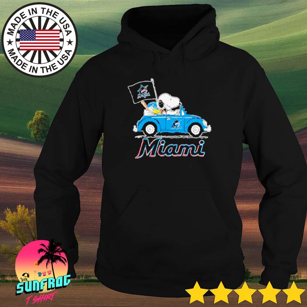 Snoopy and Woodstock driving car Miami Marlins shirt, hoodie