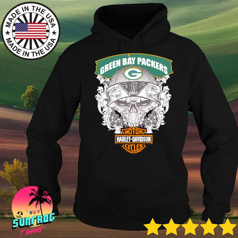 Official Green Bay Packers Skull Harley-davidson Motorcycles And Love Packers  Shirt, hoodie, sweater, long sleeve and tank top