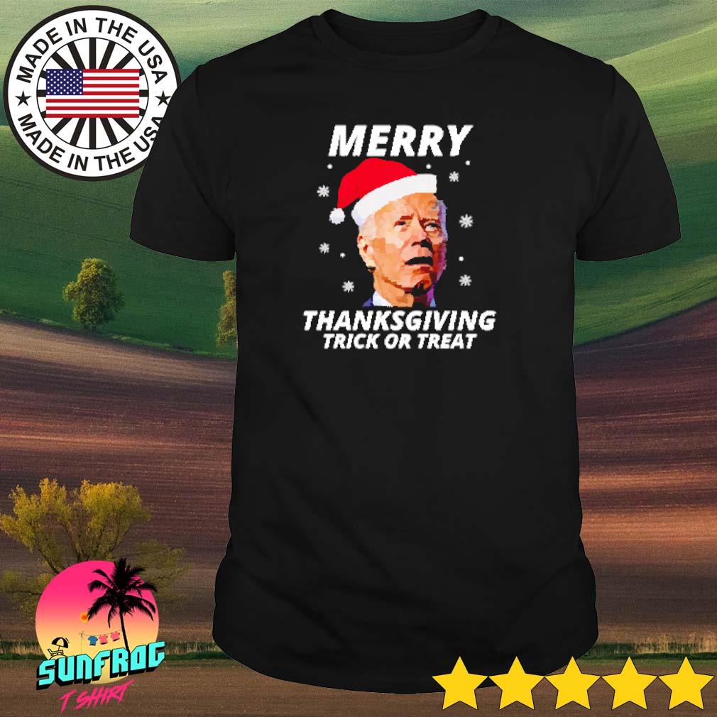 Joe Biden Santa hat merry thanksgiving trick or treat shirt