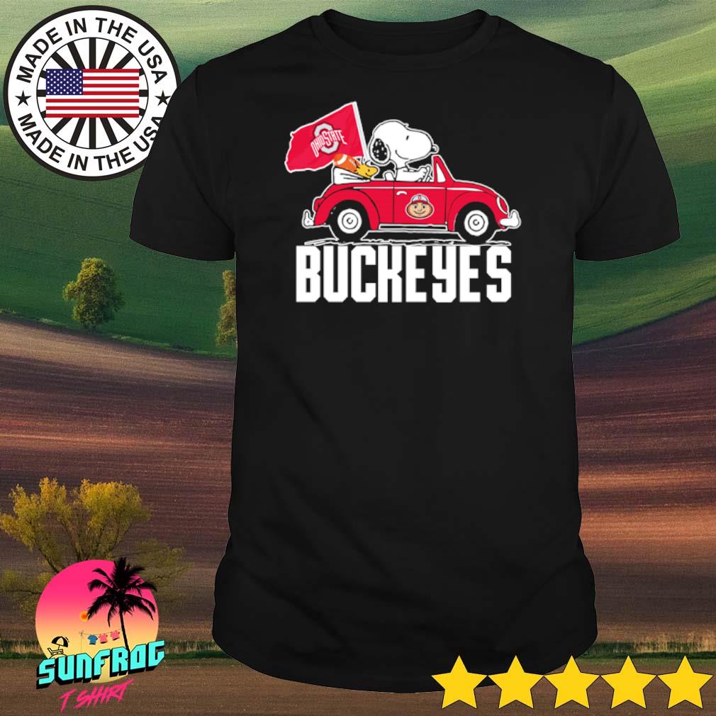 Snoopy and Woodstock driving car Ohio State Buckeyes shirt