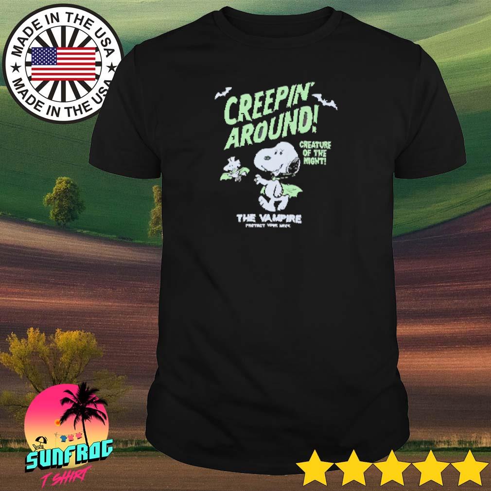 Snoopy creepin' around creature of the night the vampire protect your neck shirt