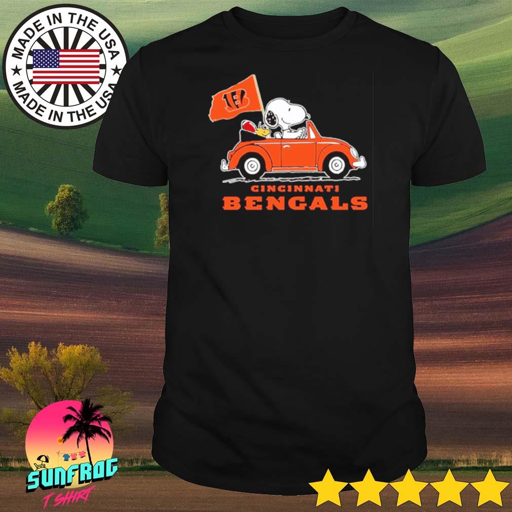 Snoopy driving Volkswagen Cincinnati Bengals shirt