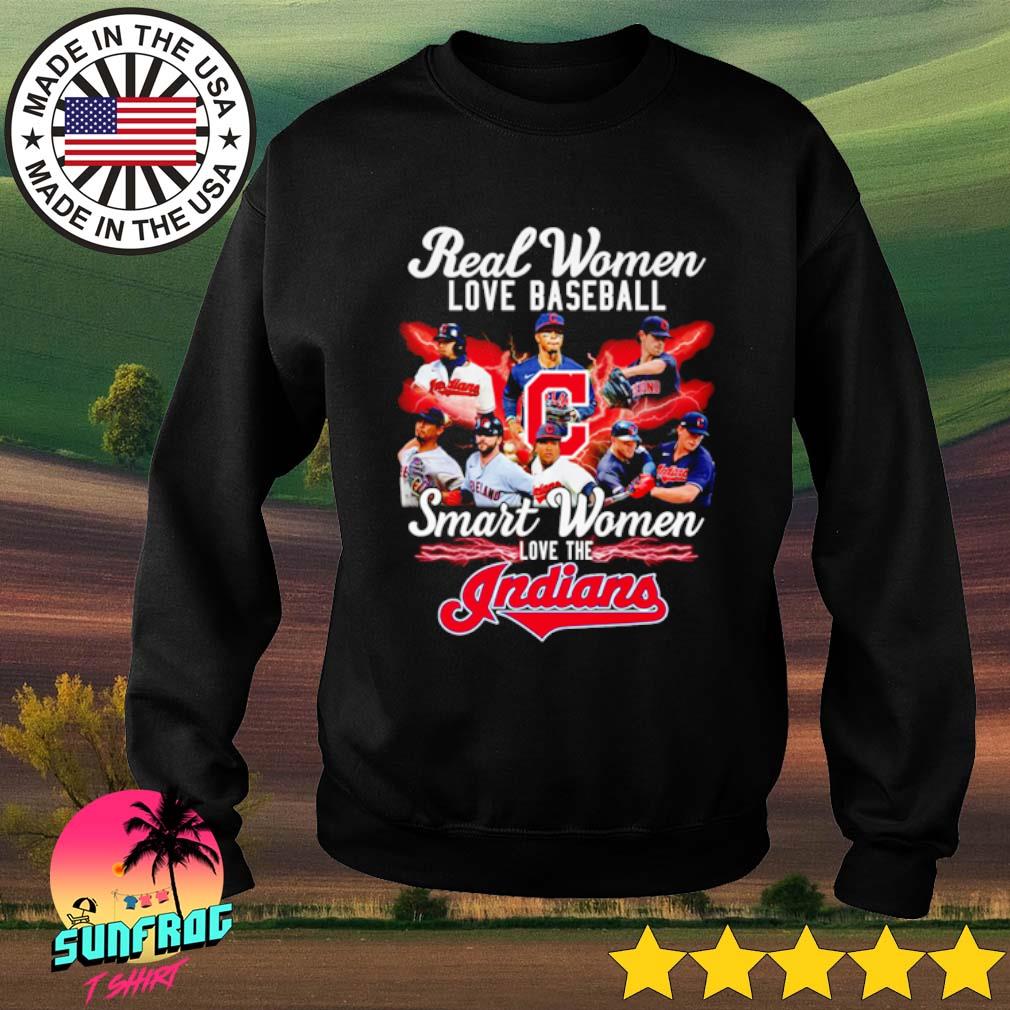 Real women love baseball smart women love the Cleveland Indians heart logo  shirt, hoodie, sweater, long sleeve and tank top