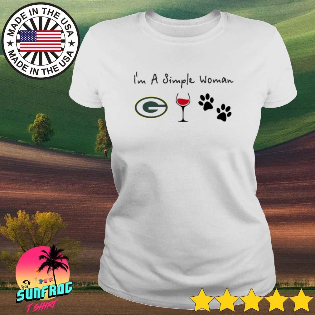 I'm a simple woman Green Bay Packers wine and paw dog shirt, hoodie, sweater,  long sleeve and tank top